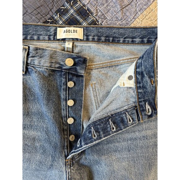 Agolde Lana Mid Rise Vintage Straight Jeans Cropped Distressed Size 32 A140-1206 - Picture 5 of 8
